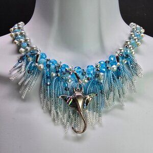 Handmade 925 Sterling Silver Natural Gemstone Ocean Inspired Necklace & Earrings